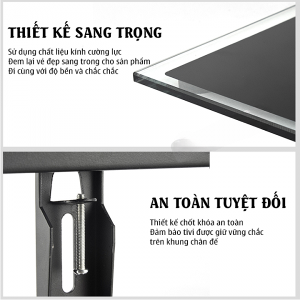 Chân Đế Tivi Đa Năng E607 - Mặt Kính Cường Lực cho tivi từ 40-65 inch - 2